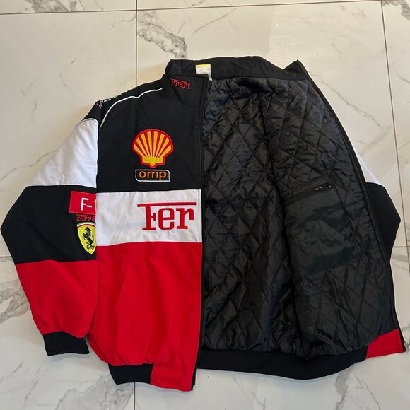 Ferrari F1 Racing Jacket Tri Colour â Vintage Embroidered Bomber - Picture 4 of 7